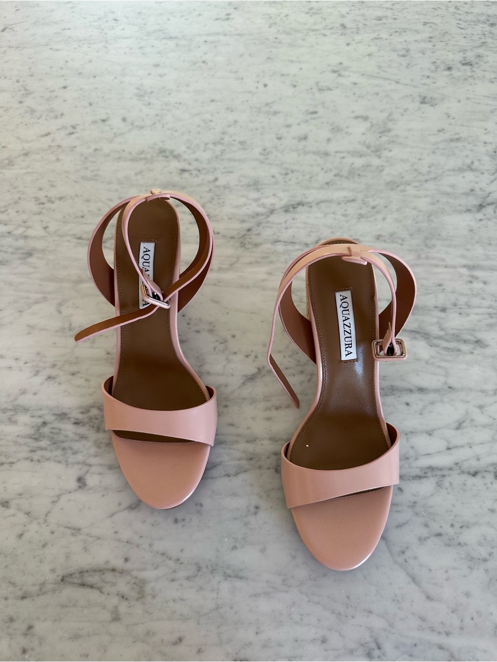 Aquazzura Blush Pink Woven Block Heel Sandals - Picture 6 of 6